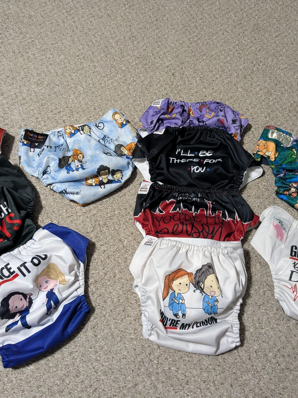 Cloth Diapers - Grey's Anatomy, Friends & Land Before Time Themed